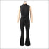 Mock Neck Sleeveless Defined Waist Lace-up Casual Jumpsuits