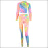 Multicolor Long-sleeve Stand Collar Zipper Top And Skinny Pants