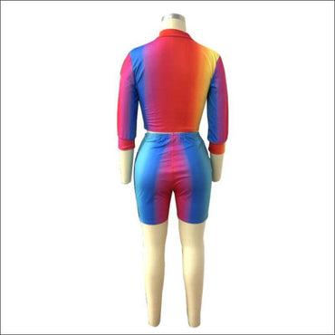 Multicolor Print Casual V Neck Top Tight Leggings