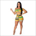 Multicolor Stripes Casual Shorts Set Two-piece Set