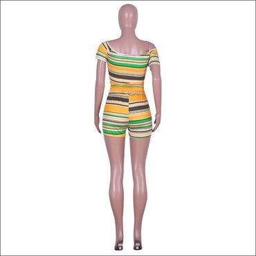 Multicolor Stripes Casual Shorts Set Two-piece Set