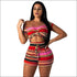 Multicolor Stripes Casual Shorts Set Two-piece Set