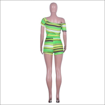 Multicolor Stripes Casual Shorts Set Two-piece Set