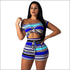 Multicolor Stripes Casual Shorts Set Two-piece Set