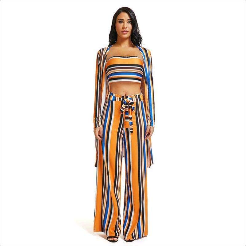 Multicolor Stripes Vintage Outfit Set - M / Orange - Sets 