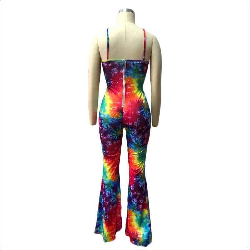 Multicolor Tie-dye Design Women Cropped Strappy Top Flare 