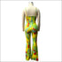 Multicolor Tie-dye Design Women Cropped Strappy Top Flare Pants Set