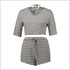 Navel bind Striped Short Sleeved Two Piece Suit