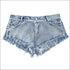 New High-waisted Raw Hem Stone Washed Denim Shorts