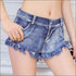 New High-waisted Raw Hem Stone Washed Denim Shorts