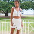 Night Club Backless Sleeveless Strap Tank Tops And Wrap Skirt 2Pcs Set
