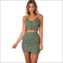 Night Club Backless Sleeveless Strap Tank Tops And Wrap Skirt 2Pcs Set