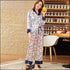 Night Wear Blouse And Pants Set Print Smooth Silk