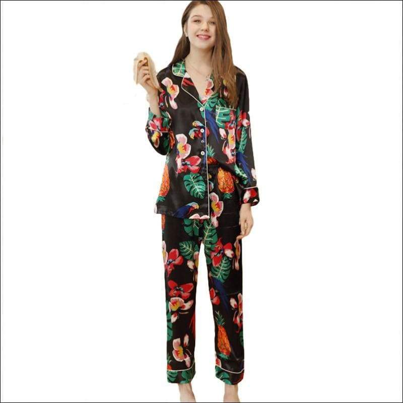 Night Wear Top And Pants Floral Printed Casual Style - M / 