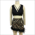 Nightclub Dancing Set Lace-up Sleeveless Crop Top Feather Fringed Mini Skirt