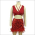 Nightclub Dancing Set Lace-up Sleeveless Crop Top Feather Fringed Mini Skirt