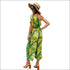 Oblique Shoulder Lace-up Leaf Print Vacation Style Jumpsuits