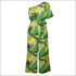 Oblique Shoulder Lace-up Leaf Print Vacation Style Jumpsuits