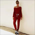 Oblique Shoulder Long Sleeve Lace-up Casual Jumpsuits