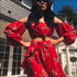 Off Shoulder Ruffles Tops and Skirt Fashion Two Pieces Sets