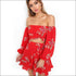 Off Shoulder Ruffles Tops and Skirt Fashion Two Pieces Sets
