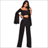 Off-shoulder Solid Color Crop Top Wide-leg Pants Party Set