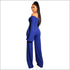 Off-shoulder Solid Color Crop Top Wide-leg Pants Party Set