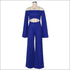 Off-shoulder Solid Color Crop Top Wide-leg Pants Party Set