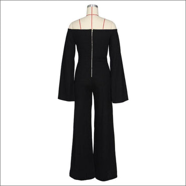 Off-shoulder Solid Color Crop Top Wide-leg Pants Party Set