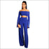 Off-shoulder Solid Color Crop Top Wide-leg Pants Party Set