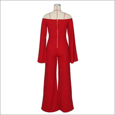 Off-shoulder Solid Color Crop Top Wide-leg Pants Party Set