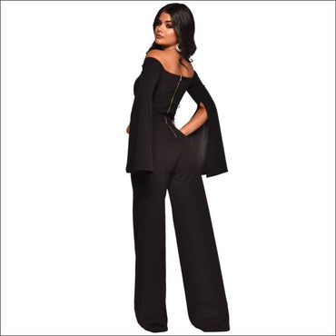 Off-shoulder Solid Color Crop Top Wide-leg Pants Party Set