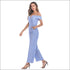 Off-shoulder Spaghetti Strap Stripes Pattern Wide-leg Jumpsuits