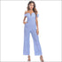 Off-shoulder Spaghetti Strap Stripes Pattern Wide-leg Jumpsuits