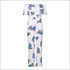 Off Shoulder Wide-leg Leaves Printed Ruffled Jumpsuits