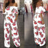 Off Shoulder Wide-leg Leaves Printed Ruffled Jumpsuits