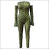 Off-the-shoulder Flare Sleeve Animal Print Jumpsuits