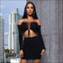 Off-the-shoulder Lace-up Long-sleeve Crop Top Ruffled Tight Skirt Two-piece Set