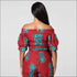 Off-the-Shoulder Lantern Sleeve Print Lace-up Jumpsuits