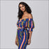 Off-the-Shoulder Lantern Sleeve Print Lace-up Jumpsuits