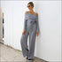 Off-the-Shoulder Lapel Long Sleeve Lace-up Casual Jumpsuits