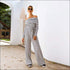 Off-the-Shoulder Lapel Long Sleeve Lace-up Casual Jumpsuits