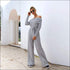 Off-the-Shoulder Lapel Long Sleeve Lace-up Casual Jumpsuits