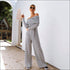 Off-the-Shoulder Lapel Long Sleeve Lace-up Casual Jumpsuits