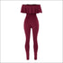 Off-the-Shoulder Ruffle Hollow Tight Jumpsuits