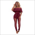 Off-the-Shoulder Ruffle Hollow Tight Jumpsuits