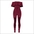 Off-the-Shoulder Ruffle Hollow Tight Jumpsuits