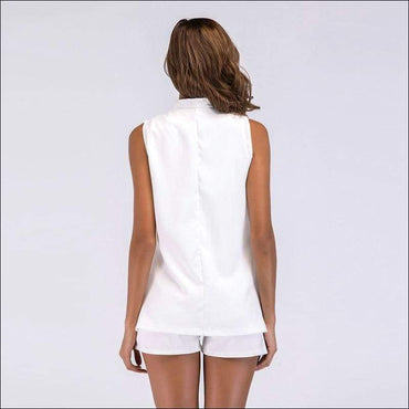 Office Lady Top Grade Solid Color Cotton Tank Top Shorts Vest 3pcs Set