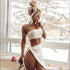 One Shoulder Design Crop Top And Side Knotted Skirt Set