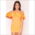 Orange Bardot Ruffle Mini Dress